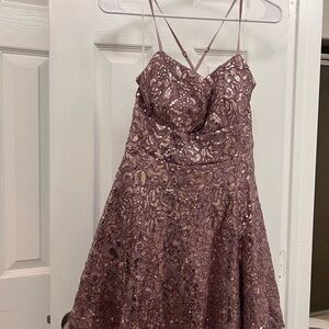 Sequin Lace Spaghetti Strap Dress